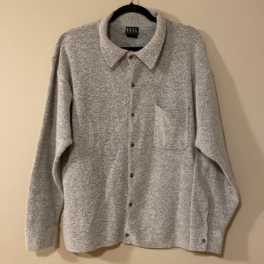 [L] Wool Blend Shirt Jacket Button Up | Gray